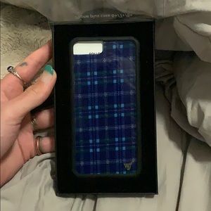 navy blue plaid wildflower phone case